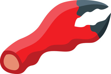 Cartoonish red crab claw open and holding nothing, simple seafood icon for various culinary projects