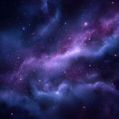 Vibrant purple and blue nebula with glowing stars in deep space