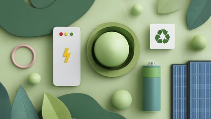 Eco-Friendly Energy: An abstract composition featuring diverse eco-friendly elements. Showcasing concepts of sustainability, renewable energy, and environmental responsibility.