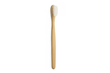 Bamboo toothbrush, soft bristle for eco-friendly oral hygiene, zero waste dental care product, isolated on transparent background