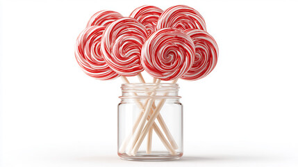 Bright swirl lollipops in a glass jar, a sweet treat for any occasion.