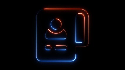 Neon contact icon profile silhouette glowing blue orange abstract background digital technology identity user profile - Powered by Adobe
