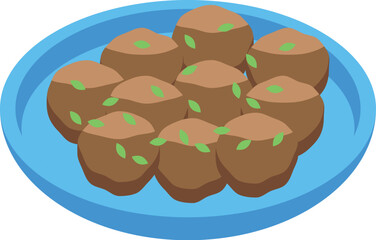 Tasty meatballs seasoned with herbs, served on a blue plate, representing a savory culinary delight