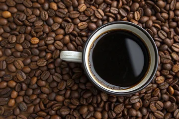 Fotobehang Café cup of coffee beans  © Abid Ali