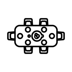 Minimalist Outline Icon: Table with Chairs, Circles, Organic Shape