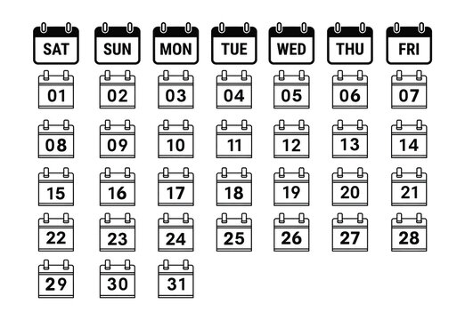 Organize your year with clean, modern calendar icons for every day