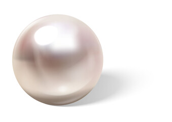 Single pearl with a soft pink hue isolated on transparent background