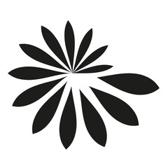 Floral petal cluster. Abstract flower shape. Nature organic Vector. Black silhouette design.