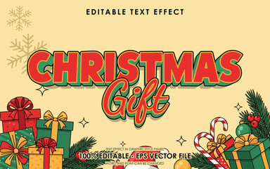 Christmas gift editable text effect with christmas copy space background