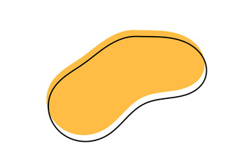 Abstract yellow blob shape with black outline in minimal modern design for background decoration and creative graphic layout on transparent background