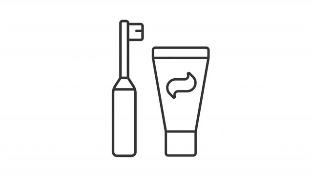 Animated toothbrush and paste line icon