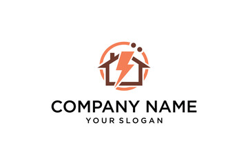 Home electrical service logo design, residential power energy icon, house and lightning bolt symbol for smart home technology company