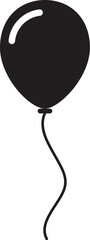 Elegant Black Balloon Floating Upwards on Transparent Background