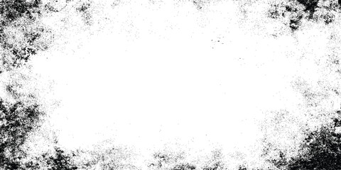 Grunge speckled border frame with black ink splatter on white background, distressed texture with copy space for design.