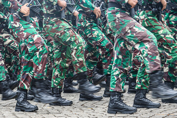 Shoes from the TNI who carried out the defile. 