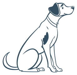 Obraz premium Slim cartoon dog with a collar sitting in a graceful pose in a monochrome style Isolated transparent background ( include cut-out PNG file )