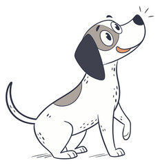 Sweet happy spotted cartoon dog looking up and sniffing the air Isolated transparent background ( include cut-out PNG file )