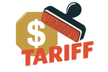 Impactful tariff stamp on dollar symbol with bold text