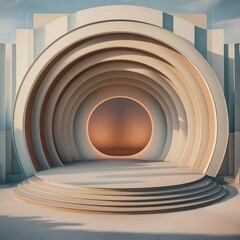 Obraz premium Golden Round Stage for Elegant Cosmetic Presentation Mockup