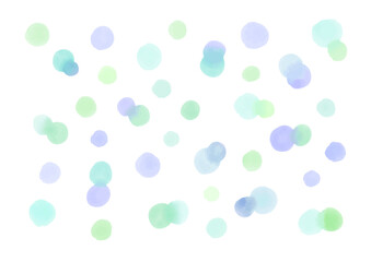 手描きの水玉 水彩あしらい 青