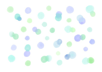 手描きの水玉 水彩あしらい 青