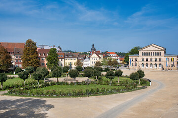 Schlossplatz und Landestheater in Coburg Oberfranken Deutschland