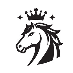 black and white horse wearing crown logo vector