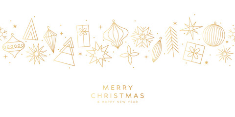 Plakat Christmas card, gold decoration border, ornament background