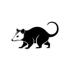 Fototapeta premium Elegant opossum silhouette for conservation designs and educational materials showcasing wildlife awareness and nocturnal nature, perfect for ecological projects