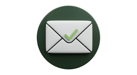 Modern email icon with green checkmark for successful delivery