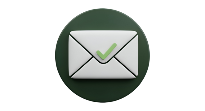 Modern email icon with green checkmark for successful delivery