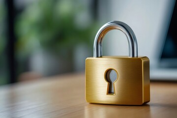 Fototapeta premium Padlock locking digital data online cybersecurity protection