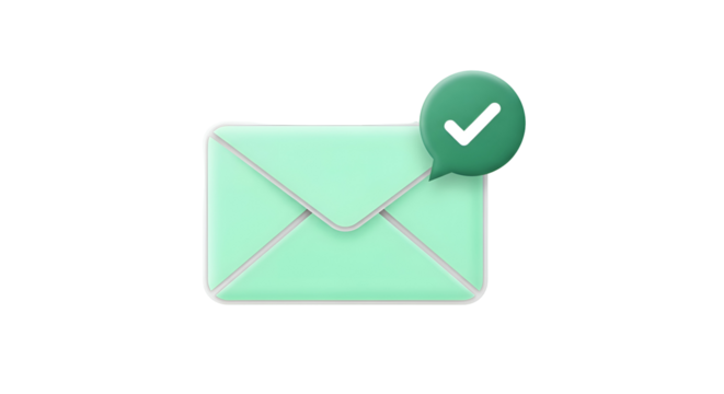 Seamless email confirmation icon with green checkmark for digital communication success