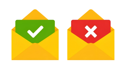 Get approved fast or rejected quickly with clear email status icons