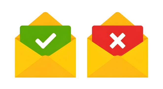 Get approved fast or rejected quickly with clear email status icons