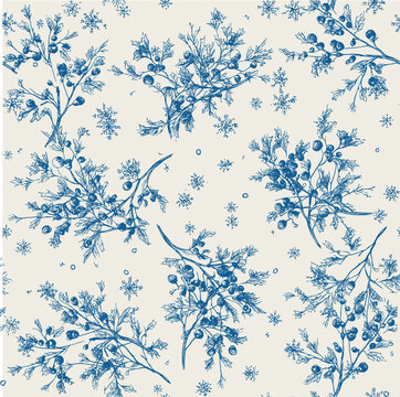 Christmas vintage toile seamless pattern