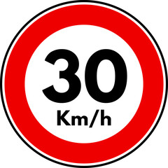 Speed Limit 30 Traffic Sign, 30 Speed Limit Sign Vector