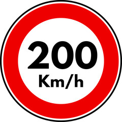 Speed Limit 200 Traffic Sign, 200 Speed Limit Sign Vector