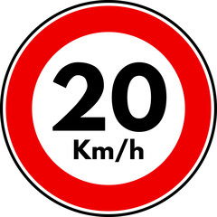 Speed Limit 20 Traffic Sign, 20 Speed Limit Sign Vector