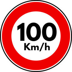 Speed Limit 100 Traffic Sign, 100 Speed Limit Sign Vector