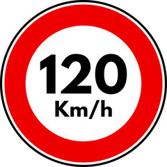 Speed Limit 120 Traffic Sign, 120 Speed Limit Sign Vector