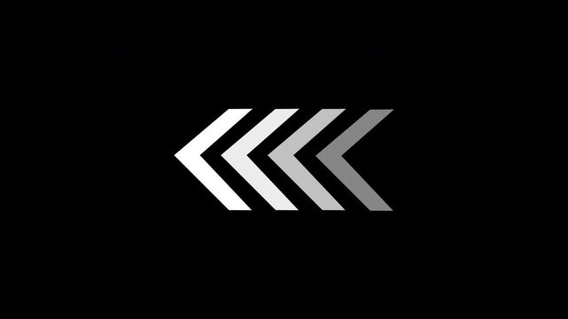 Animated squirrel arrow A series of metallic gray arrows pointing left on a black background, creating a sleek and modern minimalist design with a gradient lighting effect.