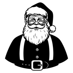 Obraz premium Cheerful Santa Claus illustration radiating holiday spirit and festive cheer, perfect for seasonal designs and Christmas promotions. Joyful, classic, and timeless!