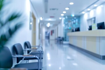 Blurred view of a modern hospital waiting area
