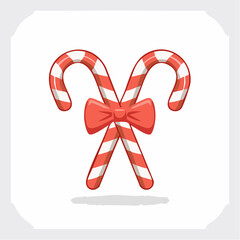 Festive Christmas Candy Canes with Red Bow Vector
