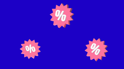 pink discount voucher percentage online shopping 3d rendering  royal blue background