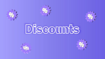 Discounts Banner with Purple Background and Percent Labels