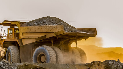 Large truck carrying sand on a platinum mining site in Africa © William