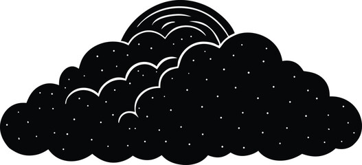 Rising Sun and Fluffy Cloud Vector Illustration for Landscape, Weather, and Nature Themed Art Projects