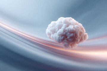 Abstract brain on a flowing, luminous background. Represents ideas, intelligence, innovation, and progress. Ideal for science, technology, or medical themes.